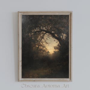 Enchanted Twilight | Dark Academia Printable, Mystical Landscape Art, Moody Forest Digital Download, Gothic Decor
