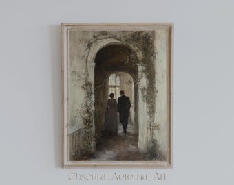 Dark Academia Couple Print, Romantic Gothic Vintage Wall Art (Digital Download)