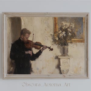 Violinist Art Print: Moody Dark Academia Home Decor (Digital Download)