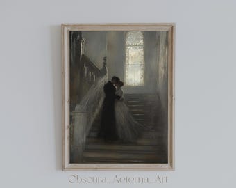 Dark Academia Couple Print: Victorian Love Artwork (Digital Download)