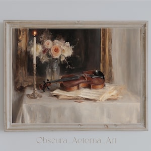 Dark Academia Violin Print: Moody Classical Music Art (Digital Download)