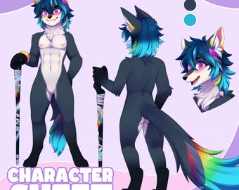 Aangepast Fursona-referentieblad | Anthro-personageontwerp