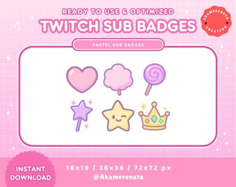 Cute Pastel Twitch Sub Badges | Dessert Theme (Digital Download)
