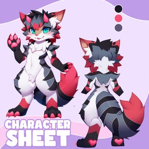 Custom Reference Sheet | Fursona Ref Sheet, Character Sheet, Character sheet for VTuber Model, Anthro Character Commission