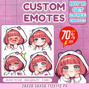 Aangepaste twitch-emotes, geanimeerde emotes, kick-emotes, chibi-emotes, hoogwaardige emotes, schattige emotes, commissie emotes, sub-badges