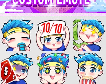 Custom Twitch Emotes Or Kick Emotes | Twitch Emote for streamer Twitch, Facebook, Discord | Cute Chibi anime style | Twitch Emotes, Anime