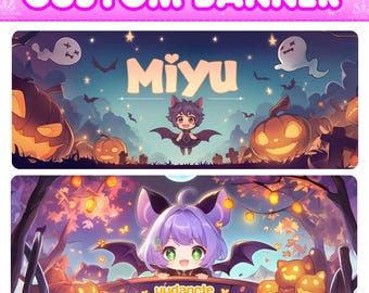 Custom Chibi Twitch Banner | Anime Illustration Banner Design