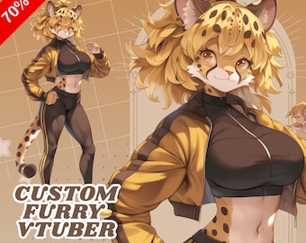 Aangepast harig VTuber-model | Volledig opgetuigde Live2D-avatar