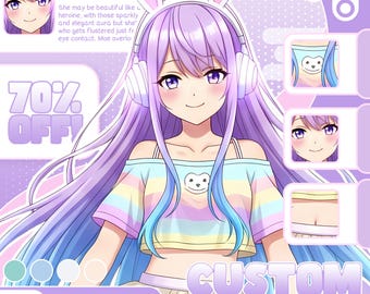 PNGtuberカスタムアニメモデル | Twitchストリーマー向け男性＆女性PNGtuberコミッション