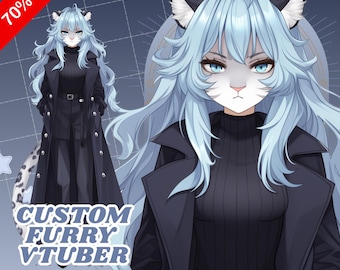 Aangepast harig Vtuber-model | Live2D-personageontwerp