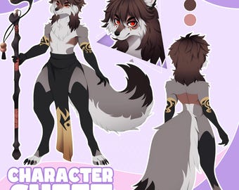 Aangepast Fursona-personageblad | Anthro OC Reference Art