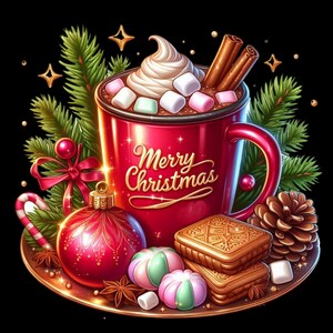 Christmas Hot Chocolate Clipart, Hot Cocoa Clipart, Christmas Hot Chocolate PNG, Winter Clipart Bundle