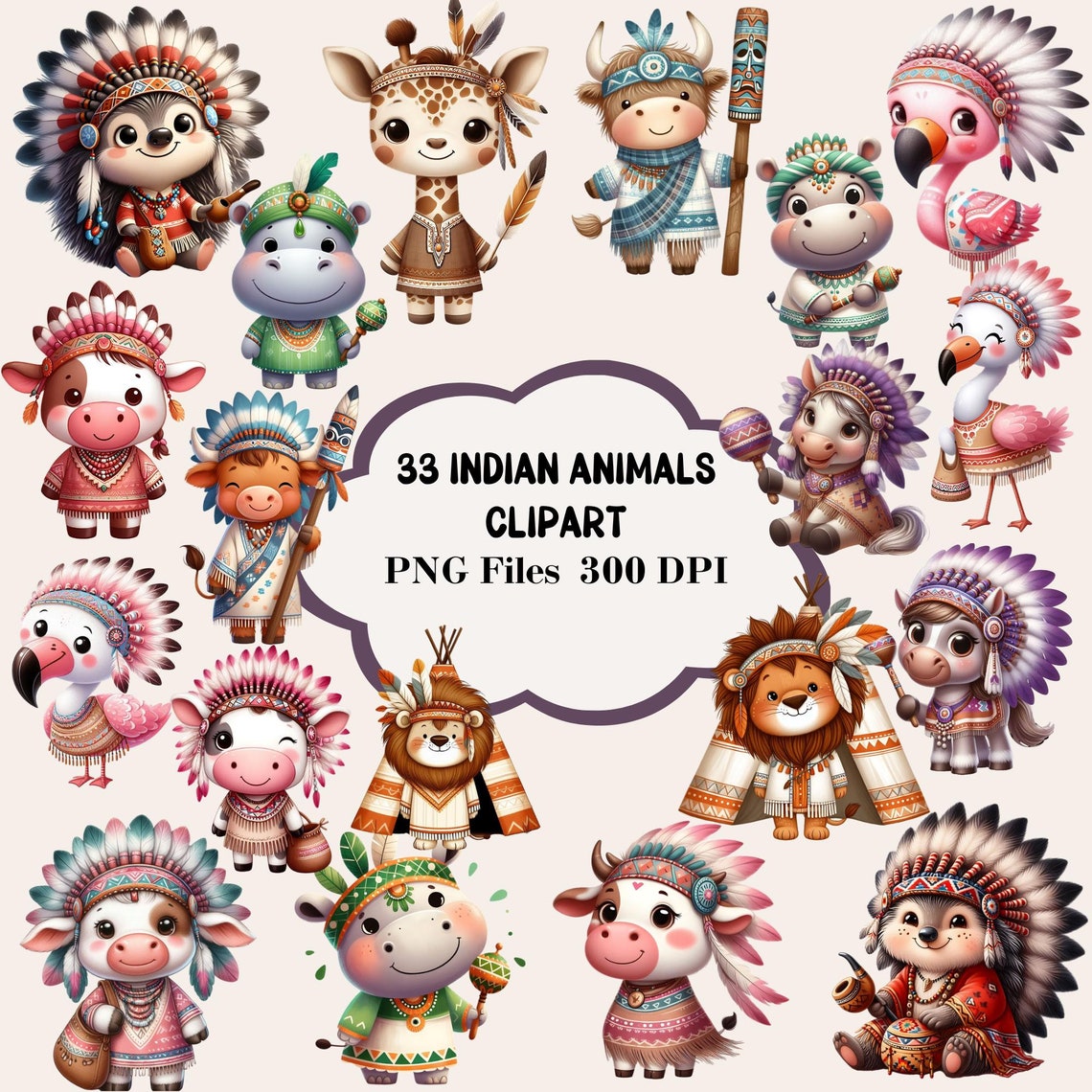 33 Indian Animals Clipart, Native Animals Clipart, Cute Woodland ...