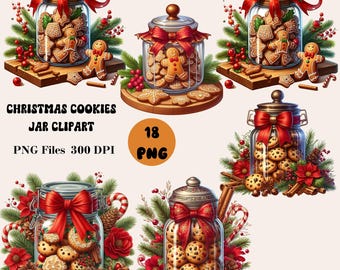 18 Clipart di barattoli di biscotti di Natale, graziosi biscotti di Natale PNG, Clipart di biscotti di pan di zenzero, dolci di Natale PNG