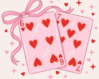 Playing Cards Valentine 6 7 PNG, Preppy 67 Six Seven Valentines PNG, Coquette Funny Shirt PNG, Valentine's Day Shirt Png