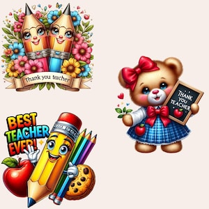 Teacher Appreciation Clipart, Thank You Teacher Clipart, Best Teacher Ever Clipart, Teacher PNG Bundle