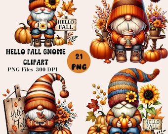 21 Gnomos de otoño, Gnomos de otoño PNG, Gnomos de otoño, Gnomos de calabaza y especias