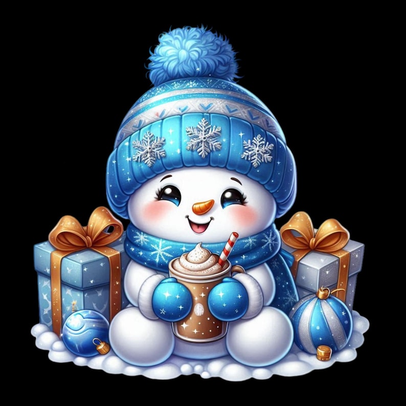 18 Blue Snowman Clipart, Cute Snowman PNG, Festive Snowman Clipart ...