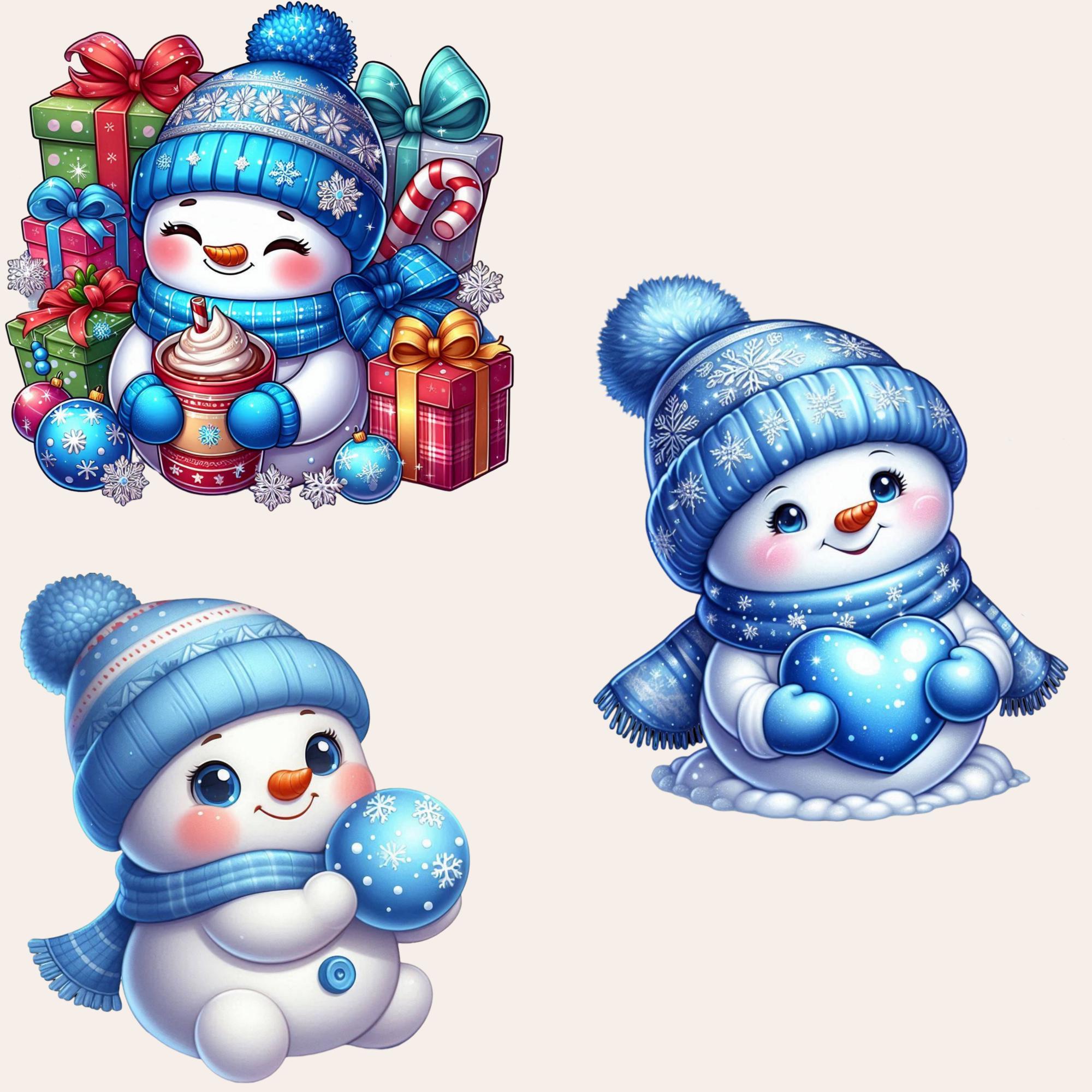 18 Blue Snowman Clipart, Cute Snowman PNG, Festive Snowman Clipart ...