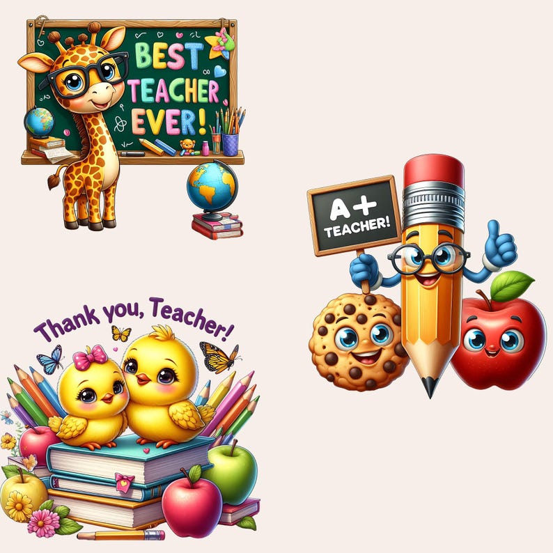Teacher Appreciation Clipart, Thank You Teacher Clipart, Best Teacher Ever Clipart, Teacher PNG Bundle