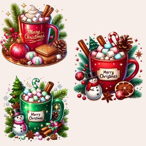 Christmas Hot Chocolate Clipart, Hot Cocoa Clipart, Christmas Hot Chocolate PNG, Winter Clipart Bundle