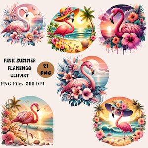 21 Pink Summer Flamingo Clipart, Cute Flamingo Clipart, Pink Flamingo PNG, Beach Flamingo Clipart