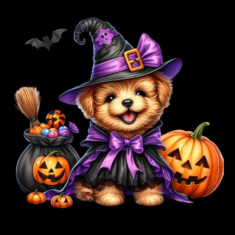 Halloween Animals Clipart, Cute Halloween Animals PNG, Halloween Clipart Bundle, Cute Baby Animal PNG