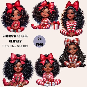 24 クリスマスガール クリップアート バンドル、居心地の良い女の子 クリップアート、クリスマスガール イラスト、かわいいクリスマスガール PNG