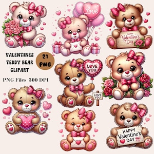 21 Clipart ours en peluche Saint-Valentin, ours en peluche rose PNG pour la Saint-Valentin, amour ours Clipart, Clipart Saint-Valentin