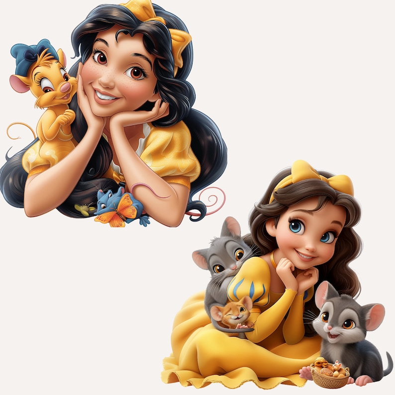 Unique Princess 9 Princess Clipart Bundle PNG, Cute Princess Clipart, Princess ...