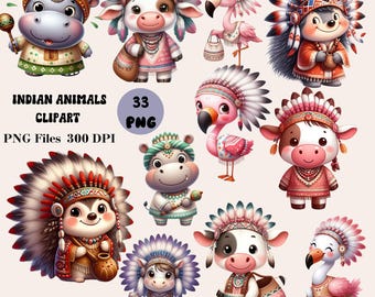 33 Indian Animals Clipart, Native Animals Clipart, Cute Woodland Animals PNG, Animals Graphics