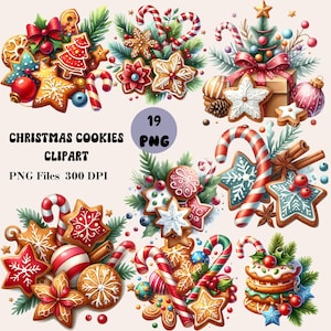 19 Christmas Cookies Clipart, Christmas Cookies PNG, Cute Christmas Food Designs, Christmas Sweets Clipart