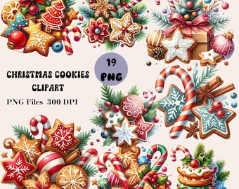 19 Christmas Cookies Clipart, Christmas Cookies PNG, Cute Christmas Food Designs, Christmas Sweets Clipart