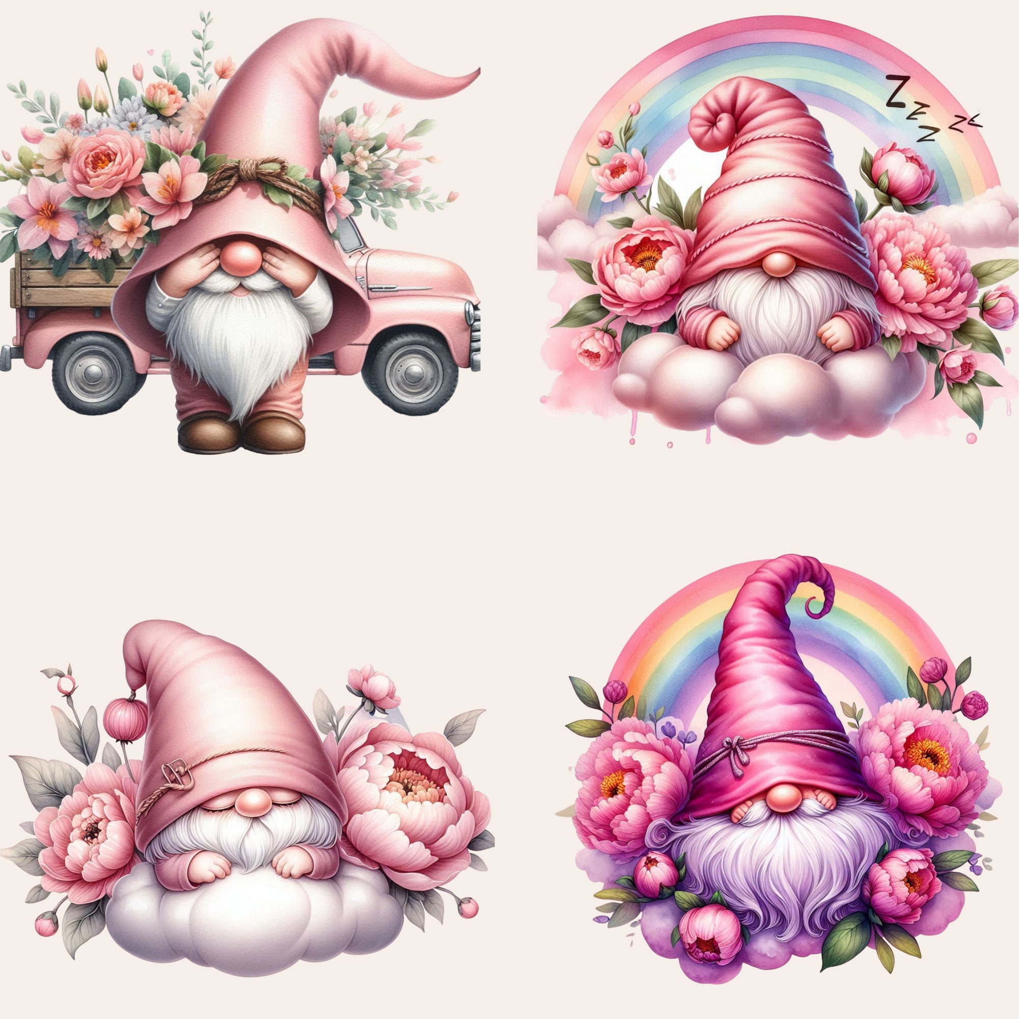 21 Pastel Gnomes Clipart Bundle, Floral Gnome Clipart, Cute Gnome PNG ...
