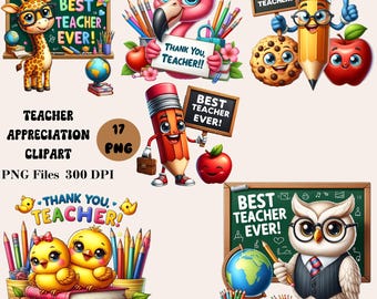 17 imágenes prediseñadas de agradecimiento al maestro, imágenes prediseñadas del mejor maestro, paquete PNG de maestro, imágenes prediseñadas de agradecimiento al maestro