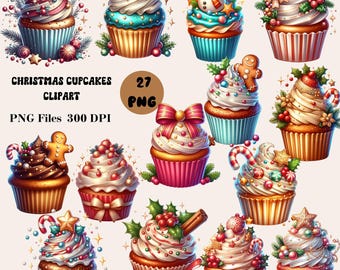 27 Christmas Cupcakes Clipart, Christmas Cupcakes PNG, Christmas Cookies Clipart, Christmas Food Clipart
