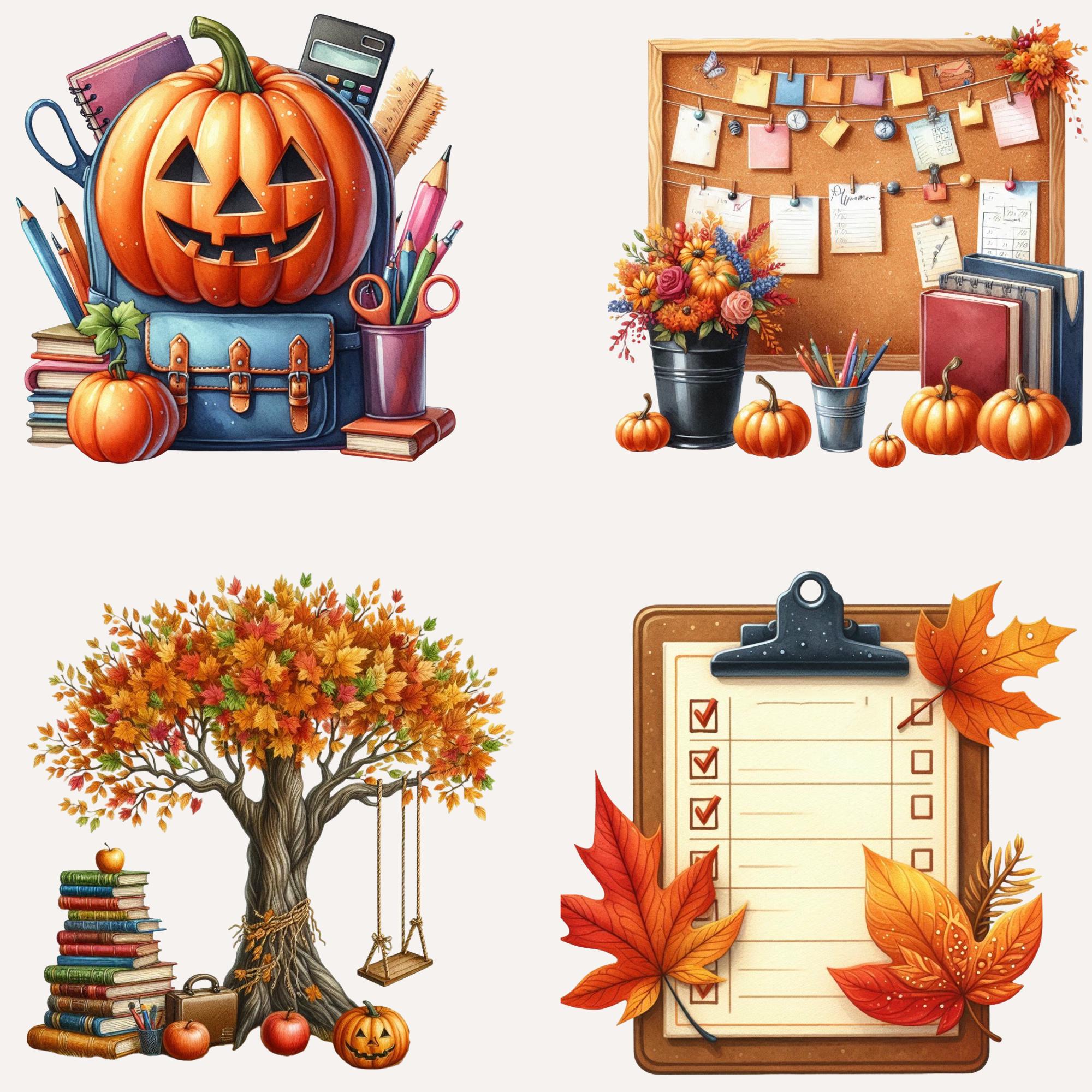 22 Autumn Back to School Clipart, Autumn School Clipart, Back to School ...