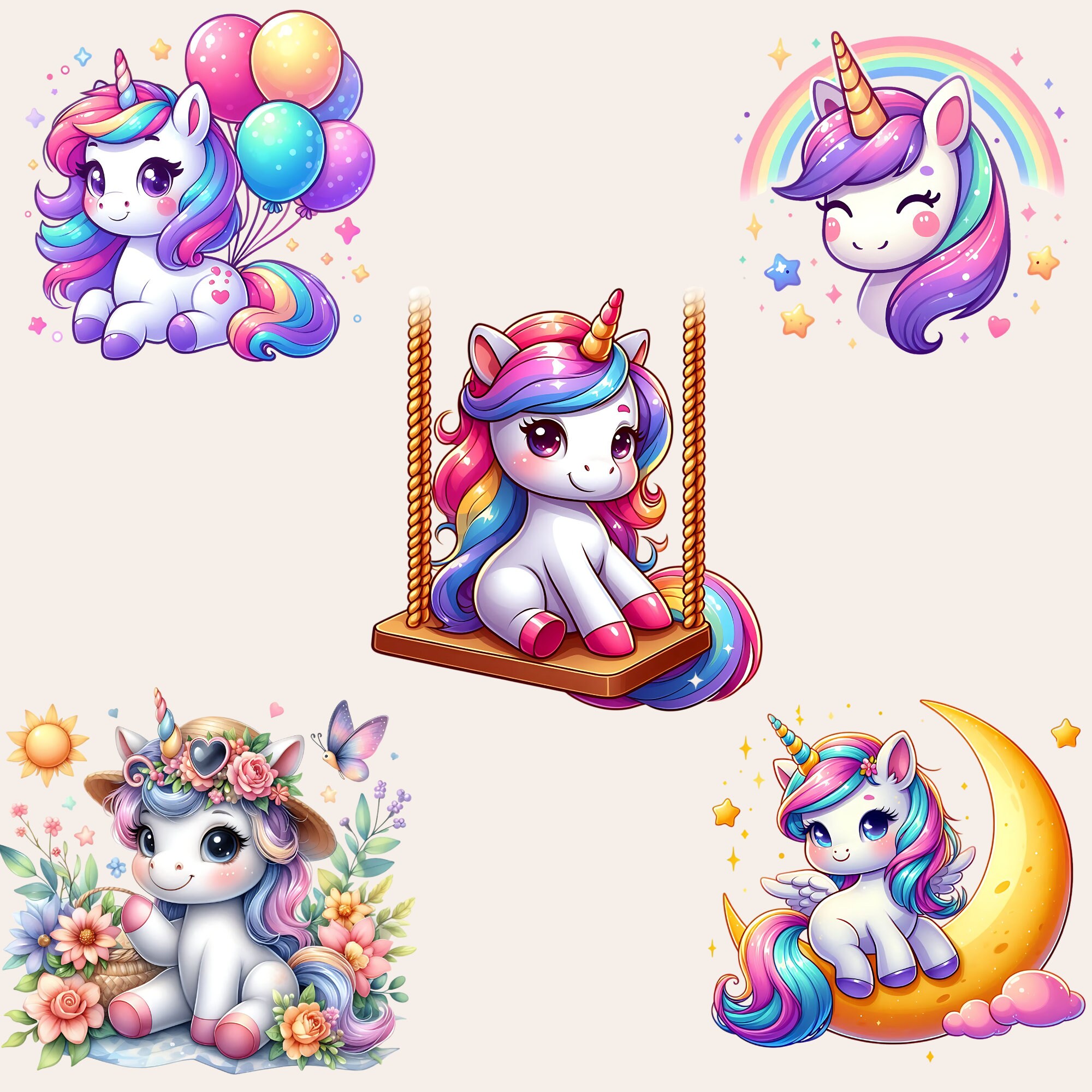 36 Rainbow Unicorn Clipart, Cute Unicorn PNG, Unicorn With Flowers ...
