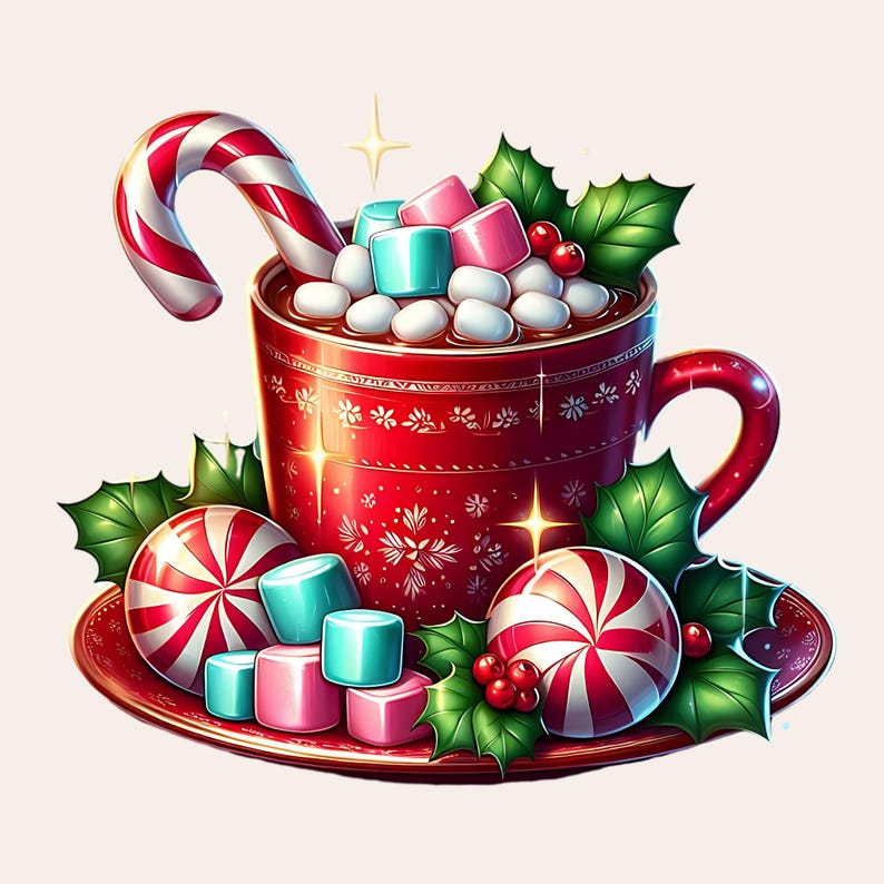 Christmas Hot Chocolate Clipart, Hot Cocoa Clipart, Christmas Hot Chocolate PNG, Winter Clipart Bundle
