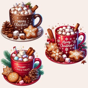 Christmas Hot Chocolate Clipart, Hot Cocoa Clipart, Christmas Hot Chocolate PNG, Winter Clipart Bundle