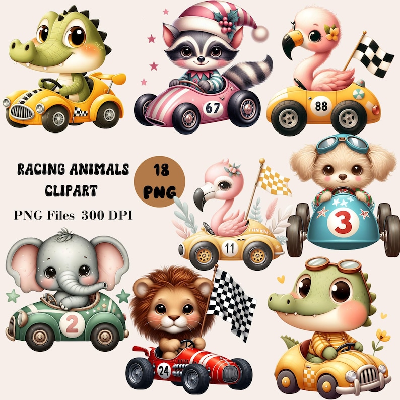 Unique Animal Racing 18 Racing Animals Clipart, Animal Racer Clipart, Cute Animal Racer PNG ...