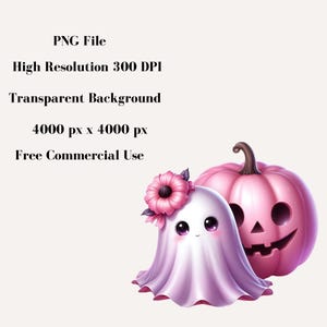 25 Pink Halloween Ghost Clipart, Spooky Kawaii Ghost Clipart, Pink Halloween Clipart Bundle, Spooky Halloween Clipart