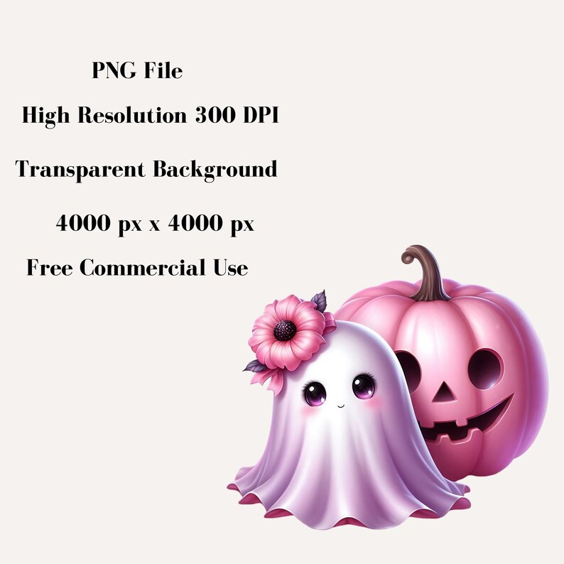 25 Pink Halloween Ghost Clipart, Spooky Kawaii Ghost Clipart, Pink Halloween Clipart Bundle, Spooky Halloween Clipart