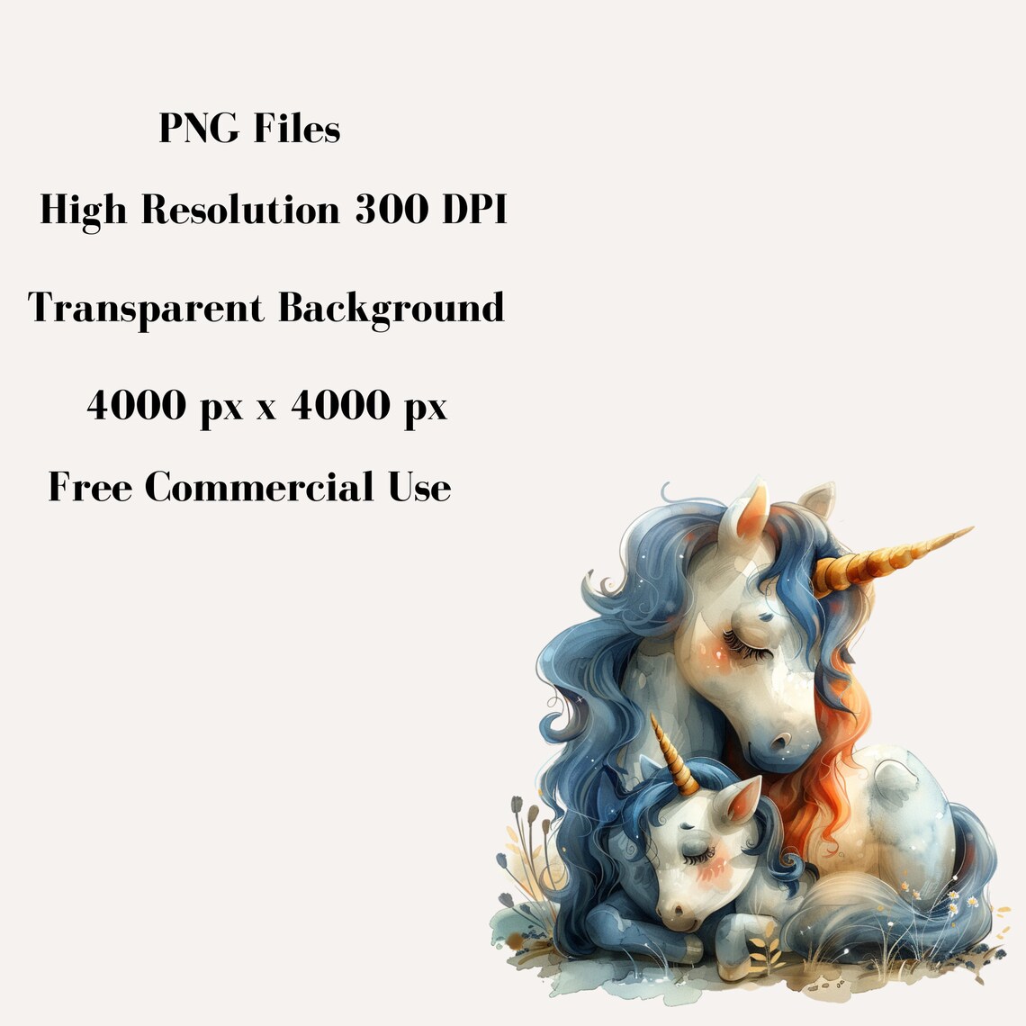 50 Cute Unicorn Clipart, Watercolor Unicorn PNG, Unicorn Clipart Bundle ...