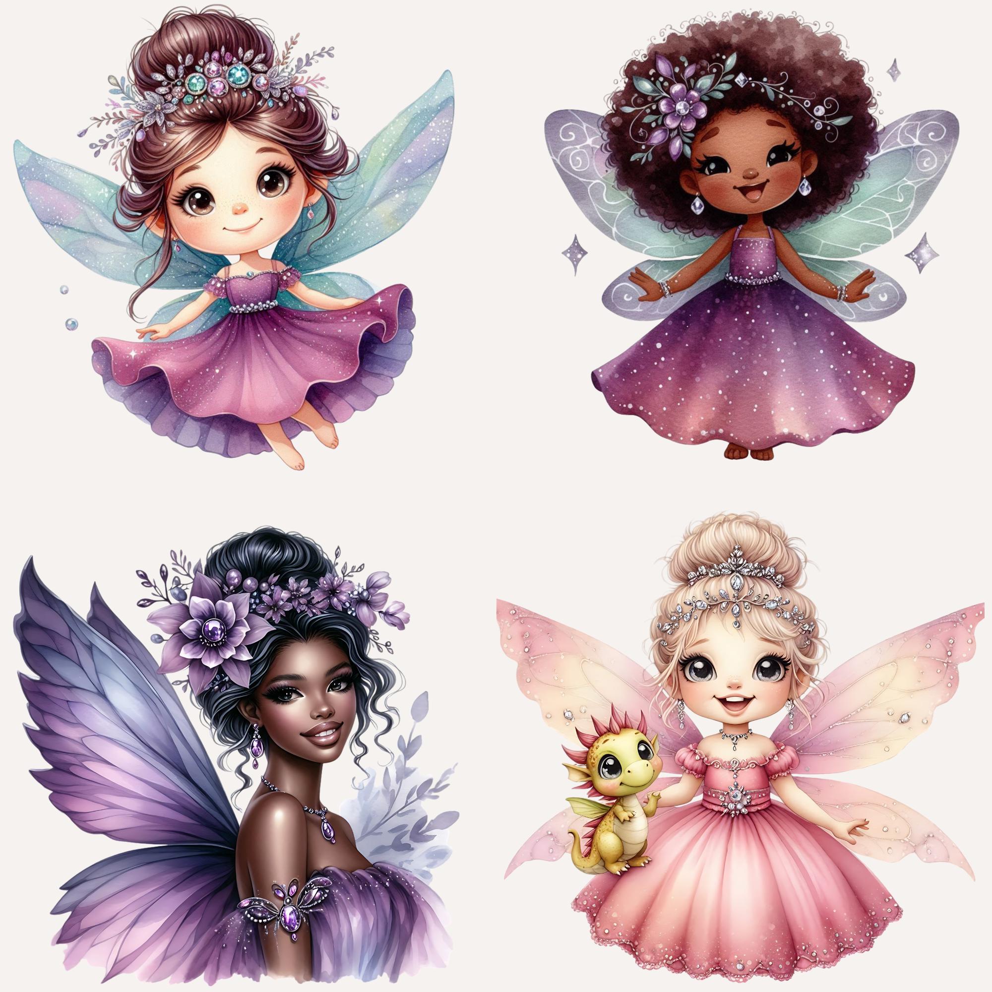 Princecss Faeries 29 Watercolor Fairytale Clipart, Fairytale Princess Clipart, Fairies ...