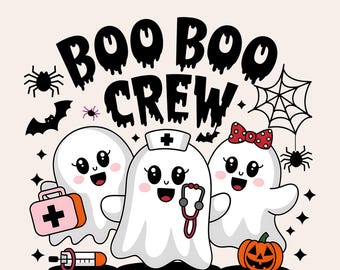 Boo Boo Crew Halloween Nurse PNG, Spooky Nurse Shirt PNG, Retro Ghost Nurse PNG, Spooky Nurse Png