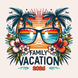 Familienurlaub 2026 PNG, Familienstrandausflug PNG, Sommerurlaub Shirt PNG, Sommer 2026 png