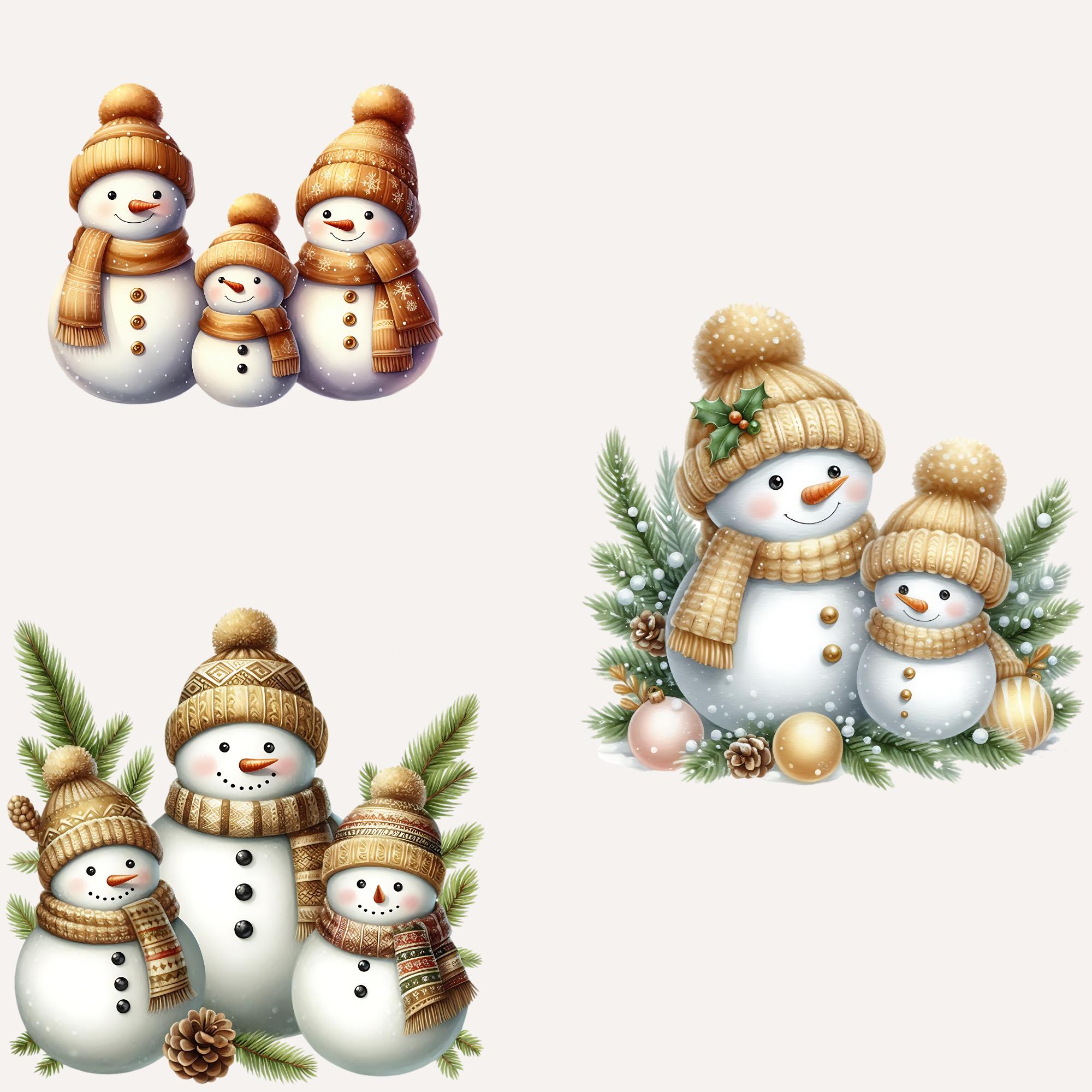 16 Gold Snowman Clipart, Festive Snowman Clipart, Christmas Clipart ...