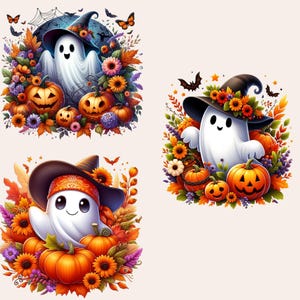 Halloween Ghost Clipart, Cute Ghost Clipart, Halloween Clipart Bundle, Pumpkin Season Clipart