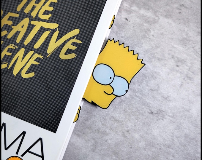 Simpsons Bookmark Draw Bart Simpson Inspired Peeking Bookmark - Etsy
